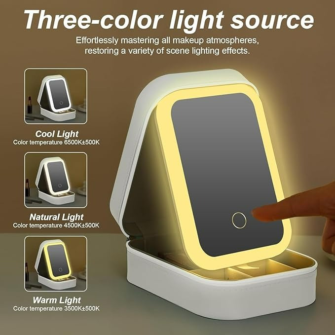 White Jewelry Box with LED Mirror